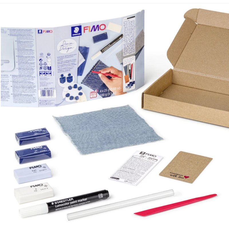 FIMO SOFT pâte à modeler set Denim Design, durcissable au four, 4 blocs de 25 g